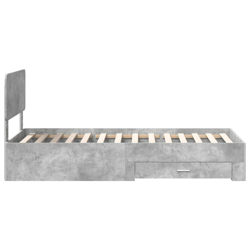 Ramka łóżka Betonowy szary 100 x 200 cm Materiał drewnopochodny