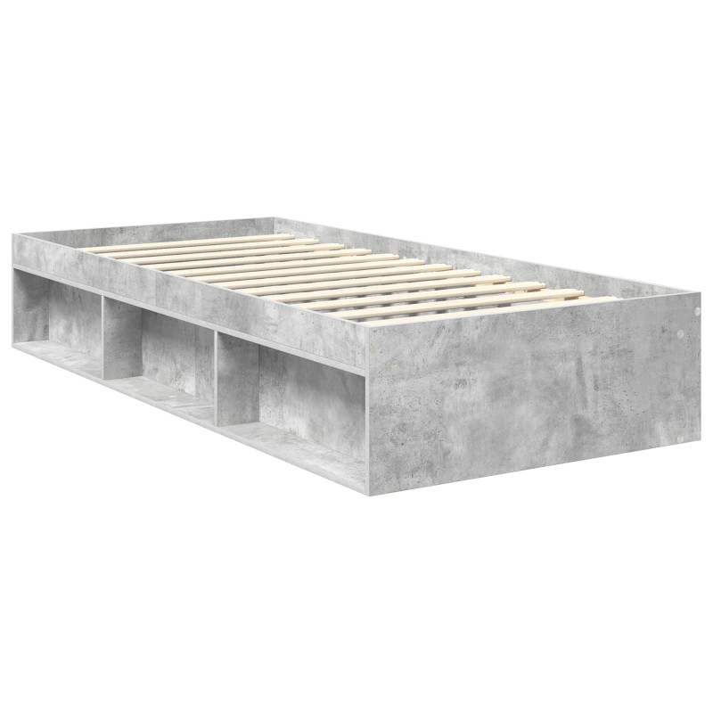 Ramka łóżka Betonowy 90 x 200 cm Lite drewno sosnowe