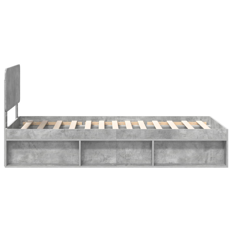 Ramka łóżka Betonowy 90 x 200 cm Lite drewno sosnowe