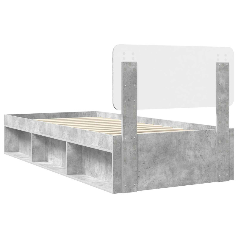 Ramka łóżka Betonowy 90 x 200 cm Lite drewno sosnowe