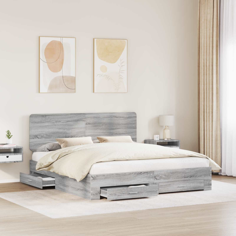 Ramka łóżka Szary Sonoma 200 x 200 cm Materiał drewnopochodny