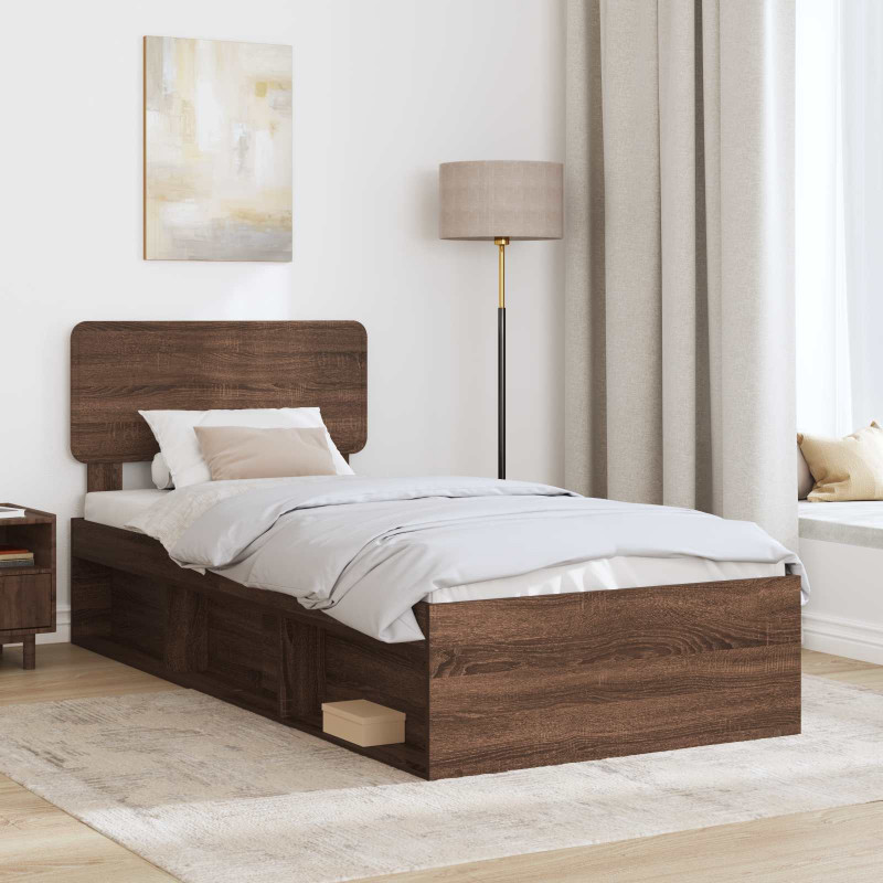 Ramka łóżka Brązowy dąb 90 x 200 cm Lite drewno sosnowe