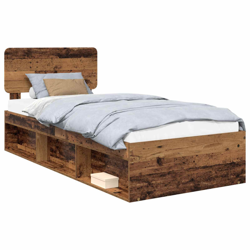Ramka łóżka Stare drewno 90 x 200 cm Lite drewno sosnowe