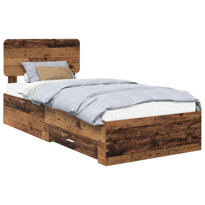 Ramka łóżka Stare drewno 100 x 200 cm Materiał drewnopochodny