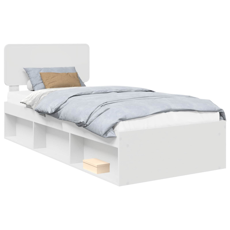Ramka łóżka Z zagłówkiem Biały 90 x 190 cm Lite drewno sosnowe