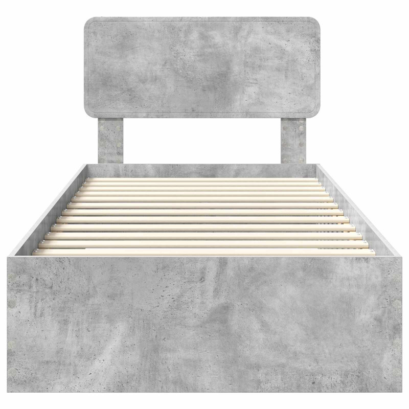 Ramka łóżka Betonowy szary 90 x 200 cm Materiał drewnopochodny