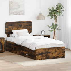 Ramka łóżka Dąb wędzony 90 x 200 cm Materiał drewnopochodny