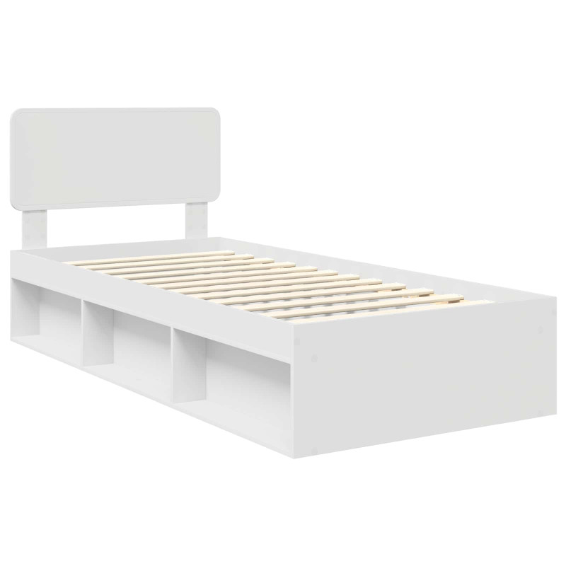 Ramka łóżka Z zagłówkiem Biały 75 x 190 cm Lite drewno sosnowe