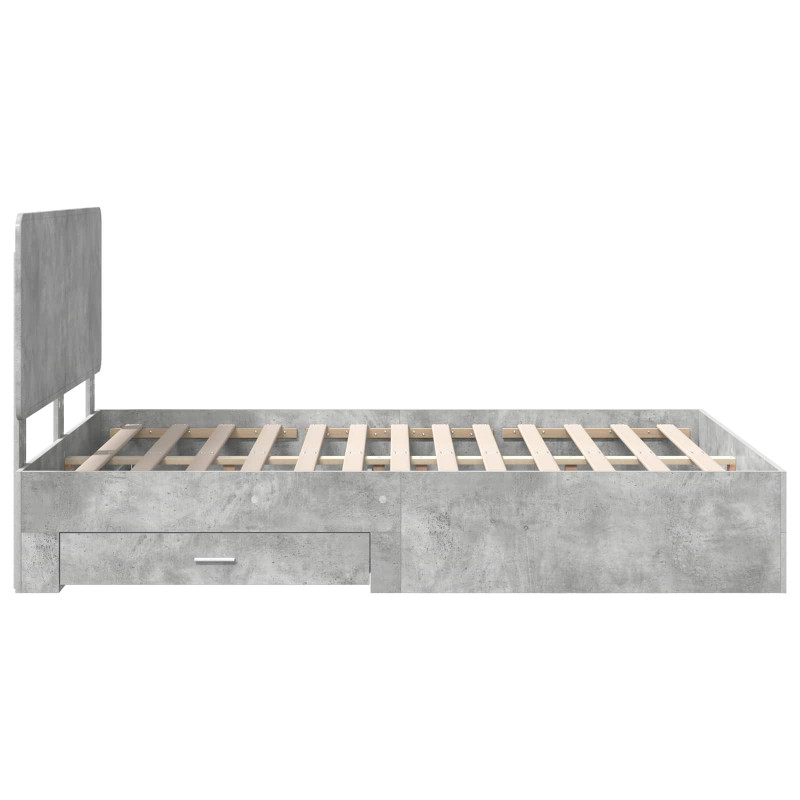 Ramka łóżka Betonowy szary 150 x 200 cm Materiał drewnopochodny