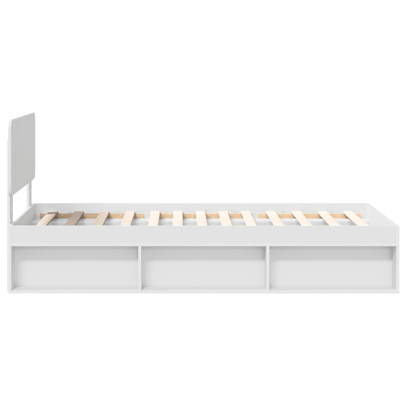 Ramka łóżka Z zagłówkiem Biały 75 x 190 cm Lite drewno sosnowe