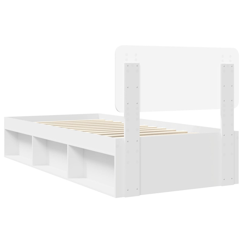 Ramka łóżka Z zagłówkiem Biały 75 x 190 cm Lite drewno sosnowe