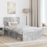Ramka łóżka Szary beton 75 x 190 cm Lite drewno sosnowe