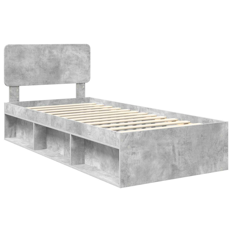 Ramka łóżka Szary beton 75 x 190 cm Lite drewno sosnowe