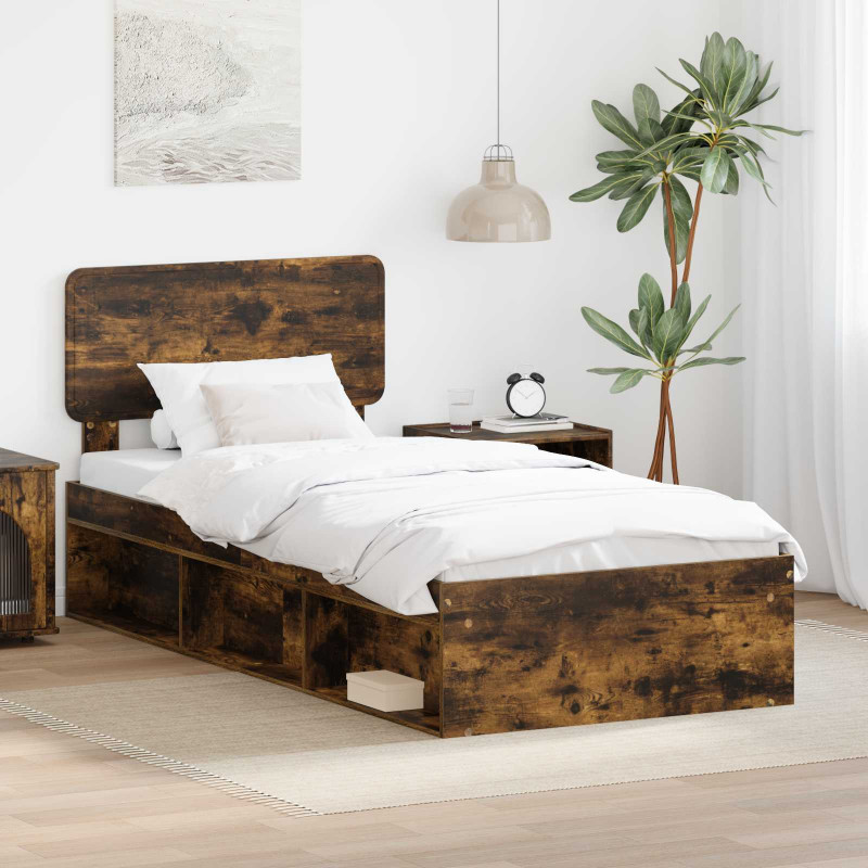 Ramka łóżka Dąb wędzony 75 x 190 cm Lite drewno sosnowe