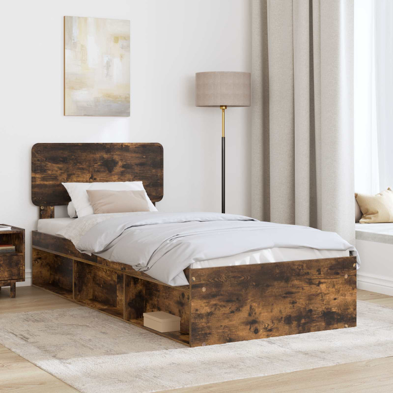 Ramka łóżka Dąb wędzony 75 x 190 cm Lite drewno sosnowe