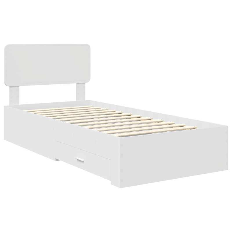 Ramka łóżka Biały 75 x 190 cm Materiał drewnopochodny