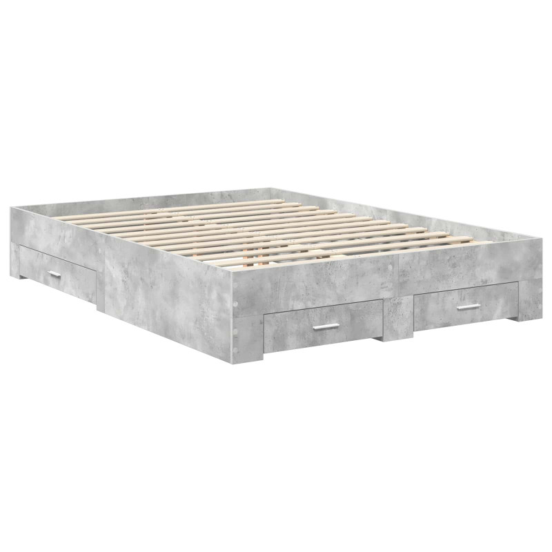 Ramka łóżka Betonowy szary 140 x 190 cm Materiał drewnopochodny