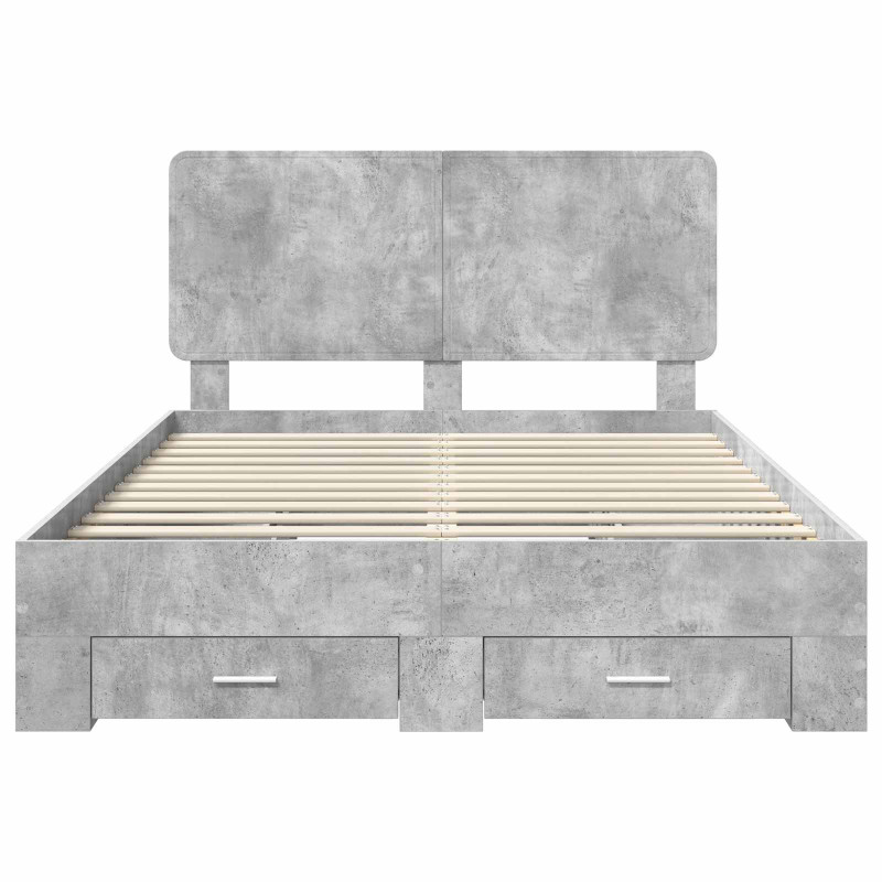 Ramka łóżka Betonowy szary 140 x 190 cm Materiał drewnopochodny
