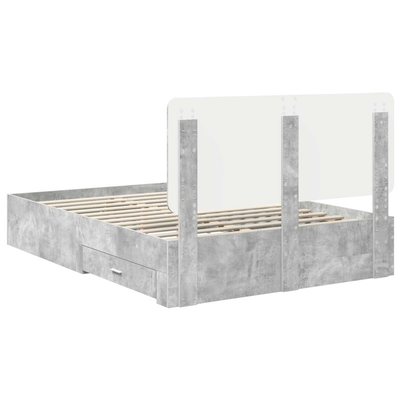 Ramka łóżka Betonowy szary 140 x 190 cm Materiał drewnopochodny