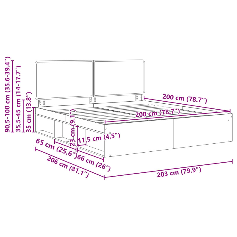 Ramka łóżka Czarny 200 x 200 cm Lite drewno sosnowe