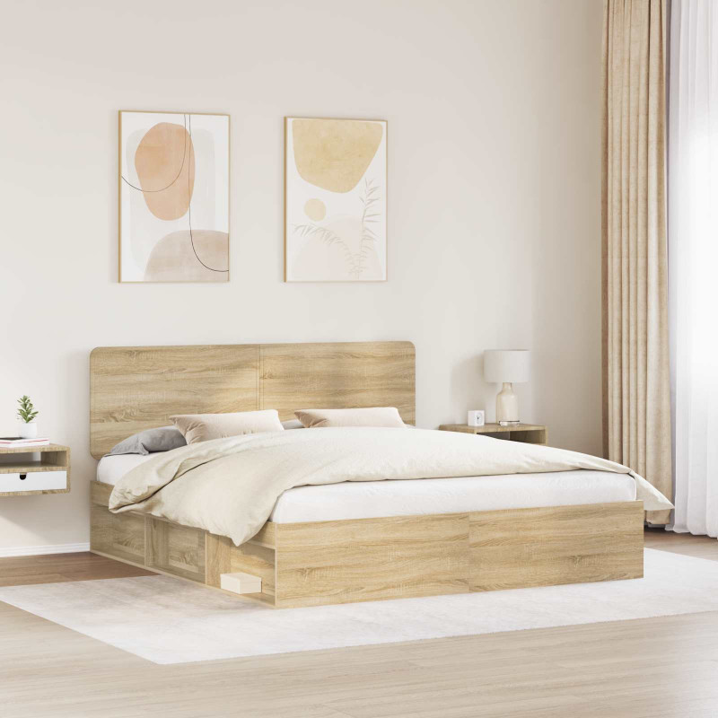 Ramka łóżka Sonoma 200 x 200 cm Lite drewno sosnowe