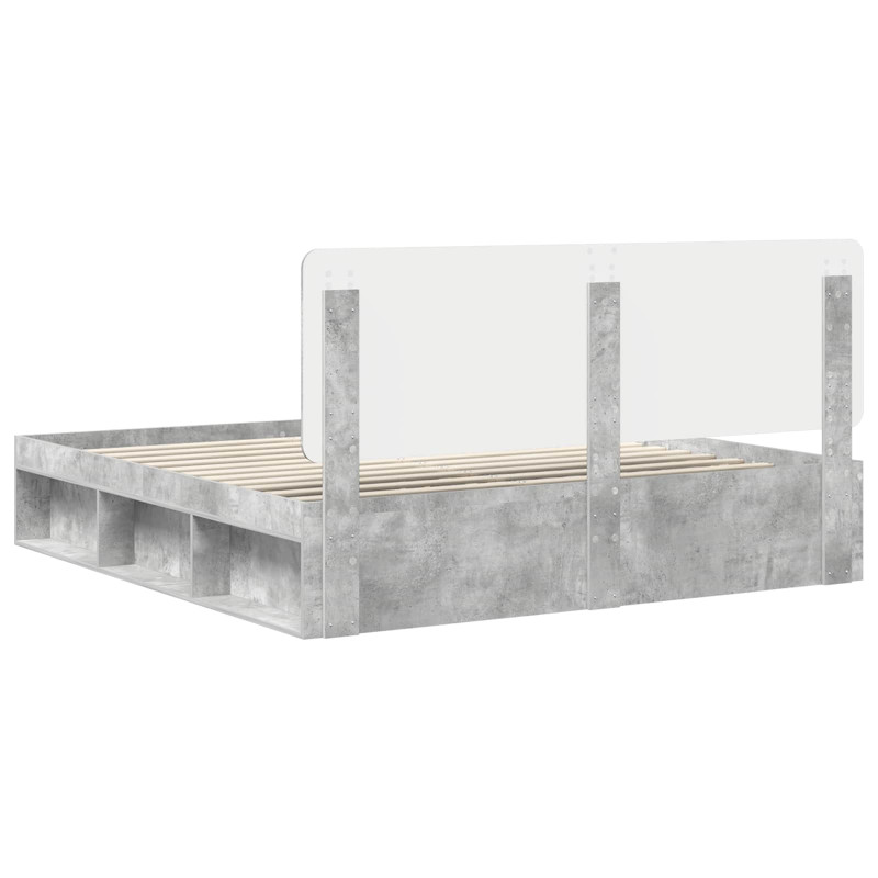 Ramka łóżka Betonowy 200 x 200 cm Lite drewno sosnowe