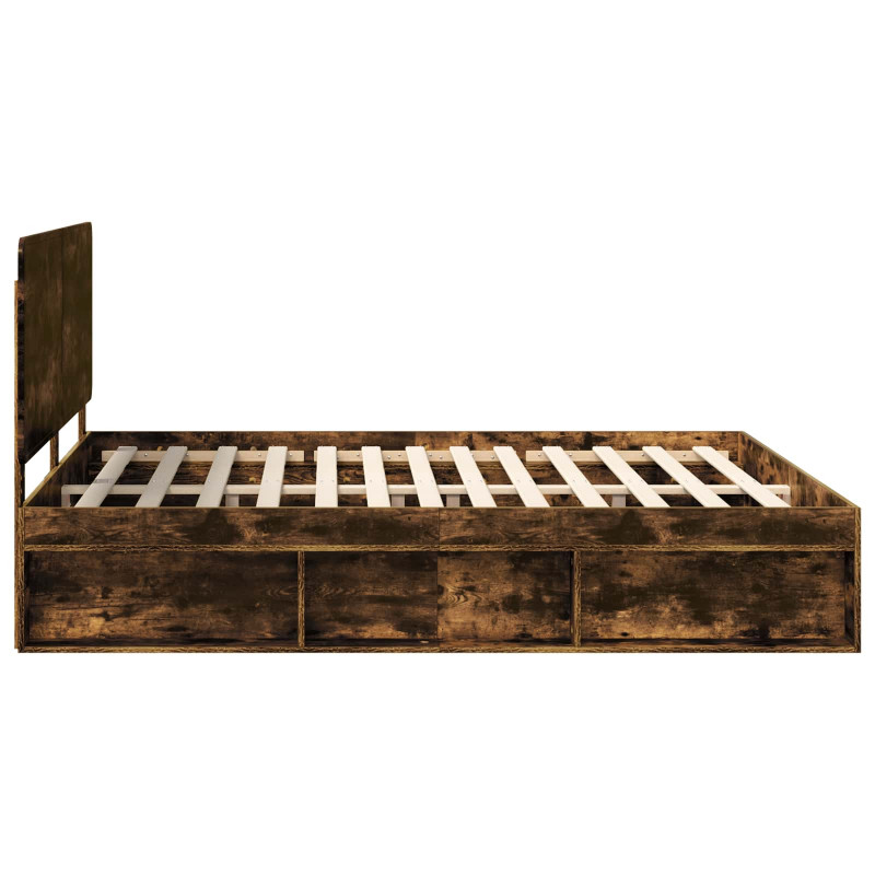 Ramka łóżka Dąb wędzony 200 x 200 cm Lite drewno sosnowe