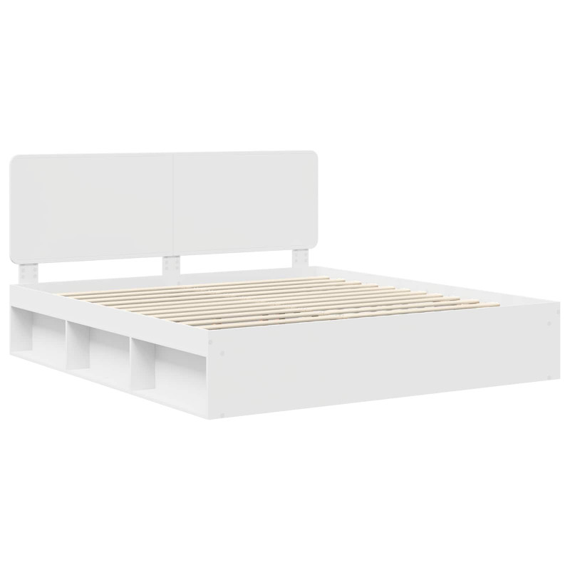 Ramka łóżka Z zagłówkiem Biały 180 x 200 cm Lite drewno sosnowe