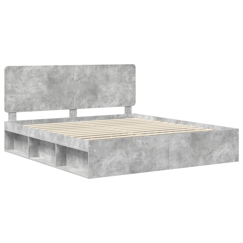 Ramka łóżka Betonowy 180 x 200 cm Lite drewno sosnowe