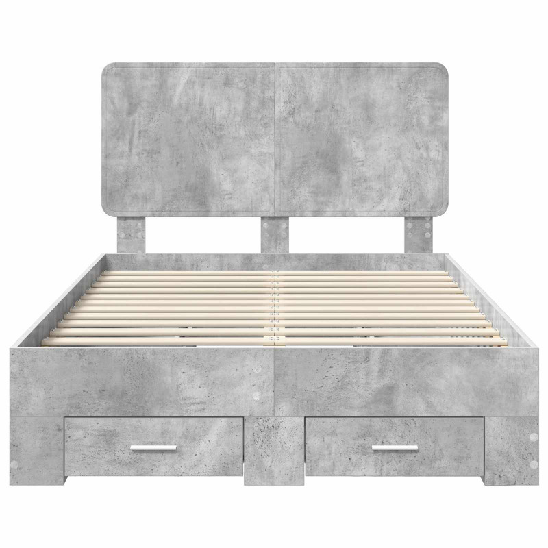 Ramka łóżka Betonowy szary 120 x 200 cm Materiał drewnopochodny
