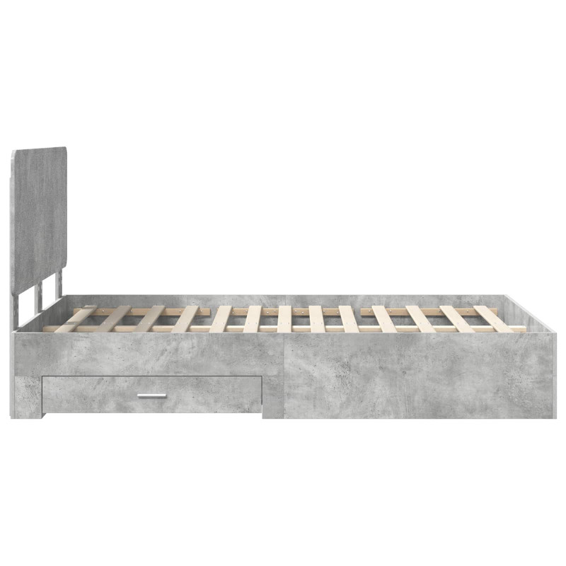 Ramka łóżka Betonowy szary 120 x 200 cm Materiał drewnopochodny