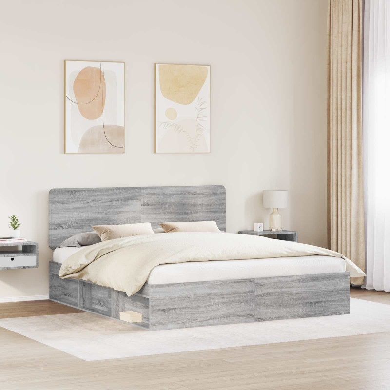 Ramka łóżka Szary Sonoma 180 x 200 cm Lite drewno sosnowe
