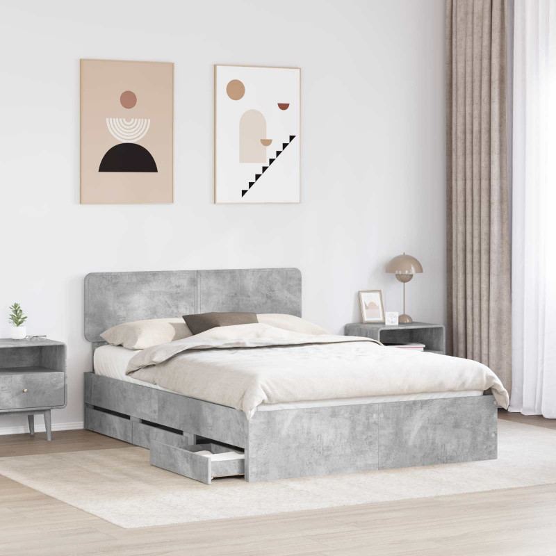 Ramka łóżka Betonowy Szary 160 x 200 cm Drewno inżynieryjne