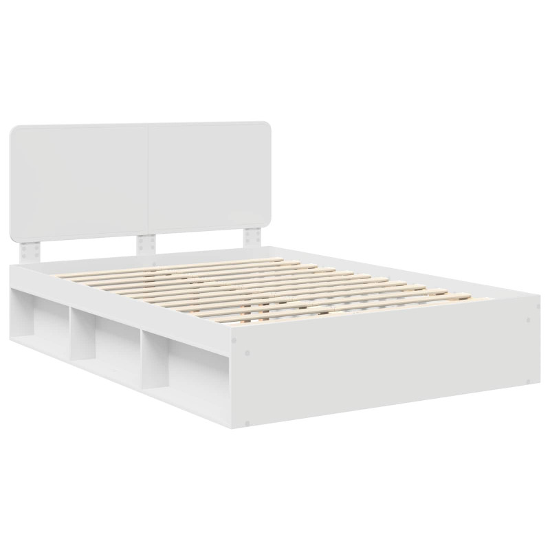 Ramka łóżka Z zagłówkiem Biały 150 x 200 cm Lite drewno sosnowe