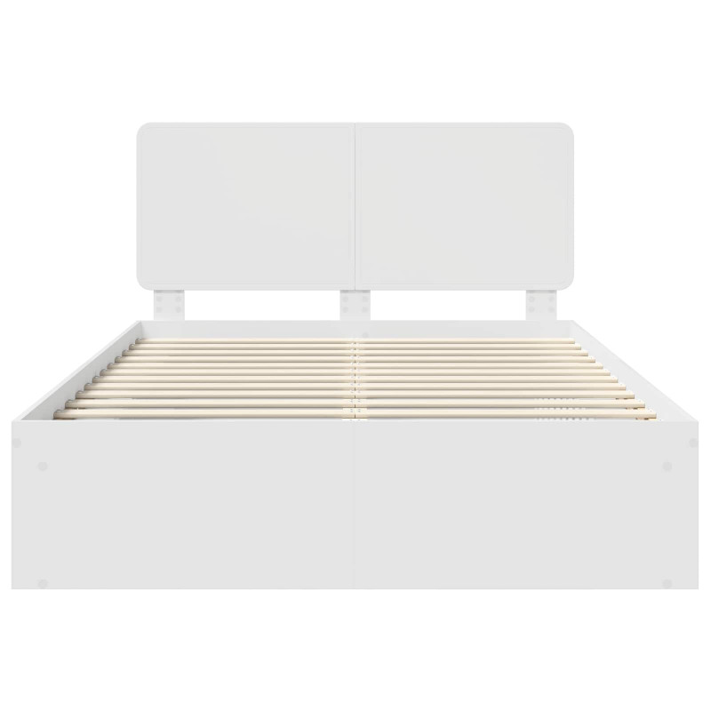 Ramka łóżka Z zagłówkiem Biały 150 x 200 cm Lite drewno sosnowe