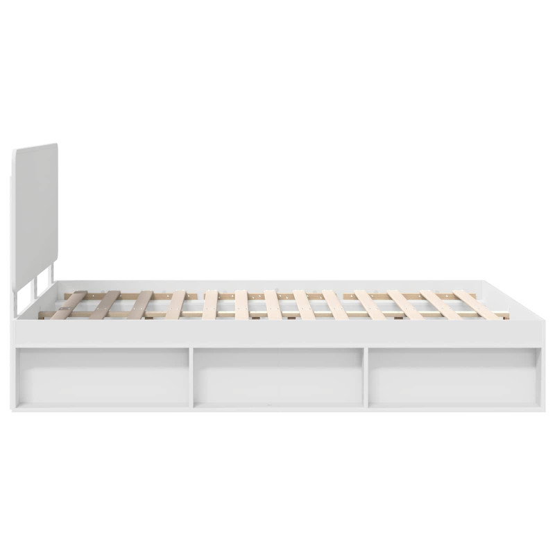 Ramka łóżka Z zagłówkiem Biały 150 x 200 cm Lite drewno sosnowe