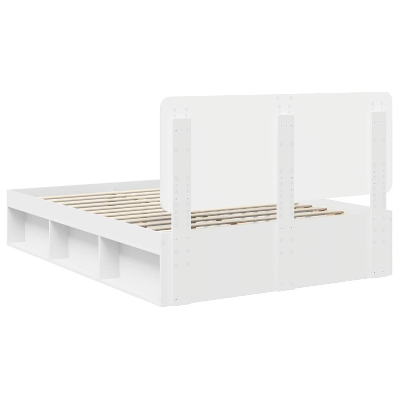 Ramka łóżka Z zagłówkiem Biały 150 x 200 cm Lite drewno sosnowe
