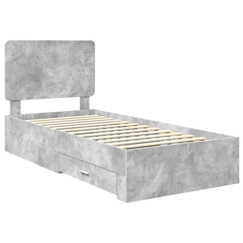 Ramka łóżka Betonowy szary 100 x 200 cm Materiał drewnopochodny