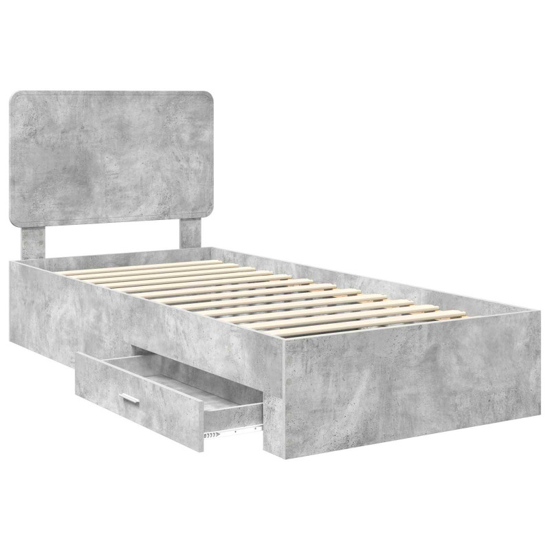 Ramka łóżka Betonowy szary 100 x 200 cm Materiał drewnopochodny