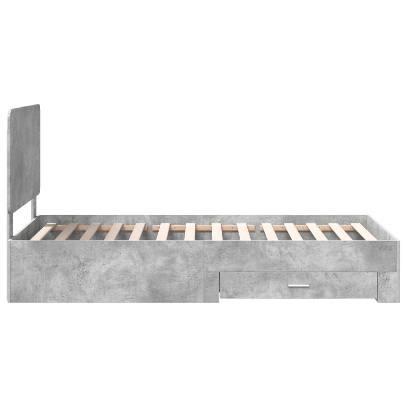 Ramka łóżka Betonowy szary 100 x 200 cm Materiał drewnopochodny