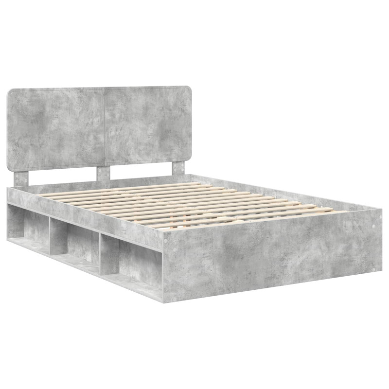 Ramka łóżka Szary beton 150 x 200 cm Lite drewno sosnowe