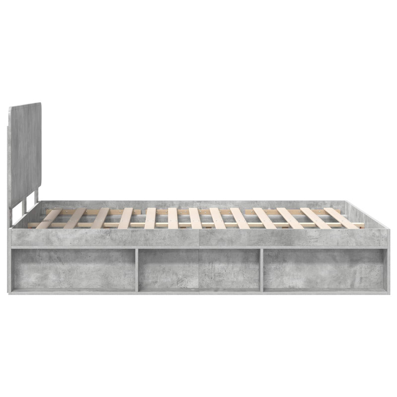 Ramka łóżka Szary beton 150 x 200 cm Lite drewno sosnowe