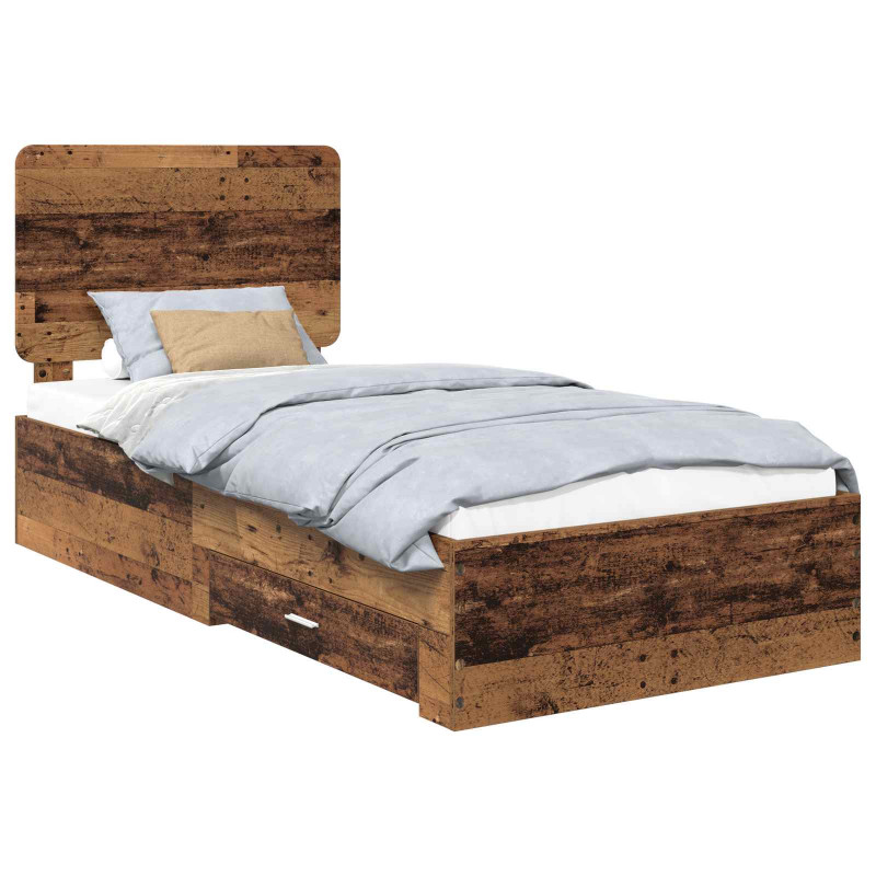 Ramka łóżka Stare drewno 100 x 200 cm Materiał drewnopochodny