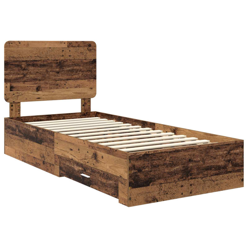 Ramka łóżka Stare drewno 100 x 200 cm Materiał drewnopochodny