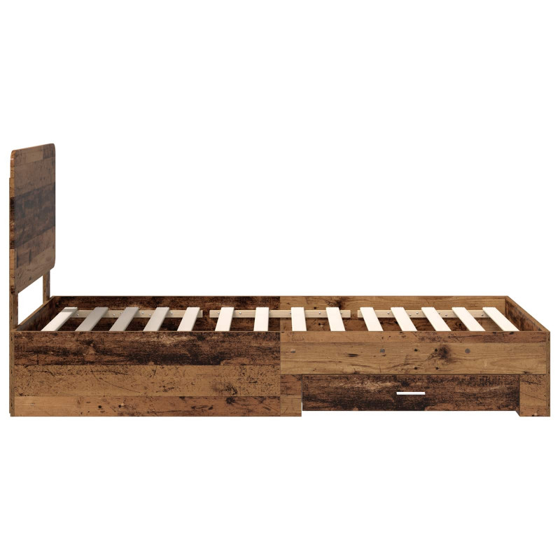 Ramka łóżka Stare drewno 100 x 200 cm Materiał drewnopochodny