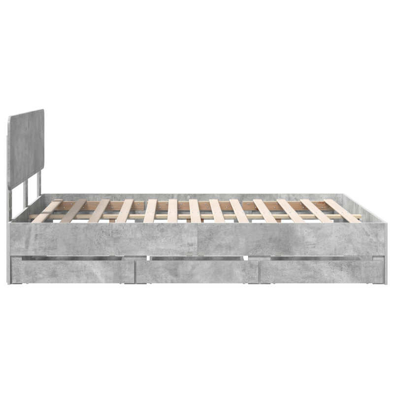 Ramka łóżka Betonowy Szary 140 x 190 cm Drewno inżynieryjne