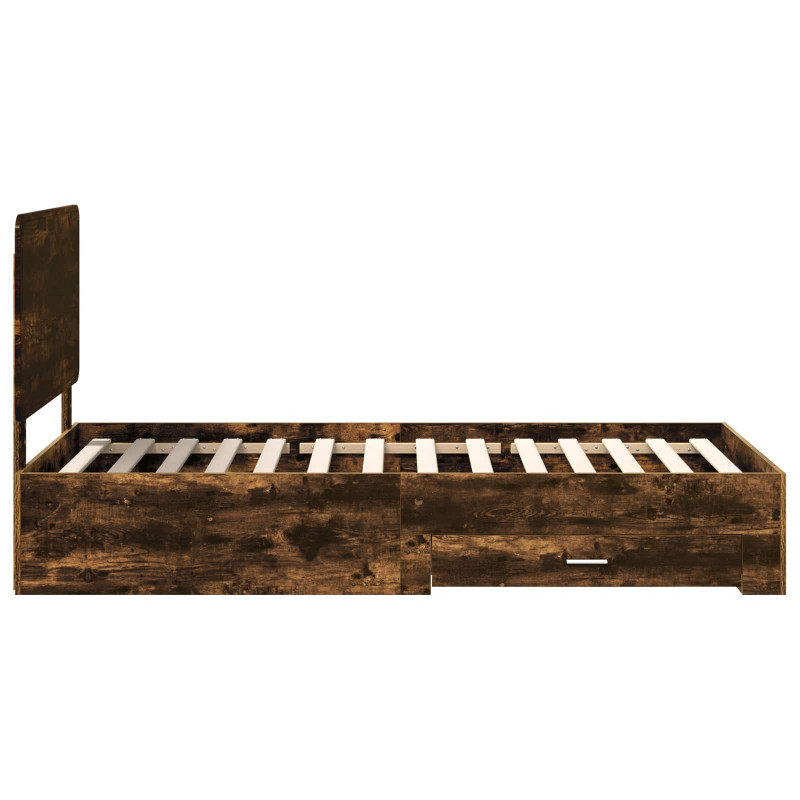 Ramka łóżka Dąb wędzony 90 x 200 cm Materiał drewnopochodny