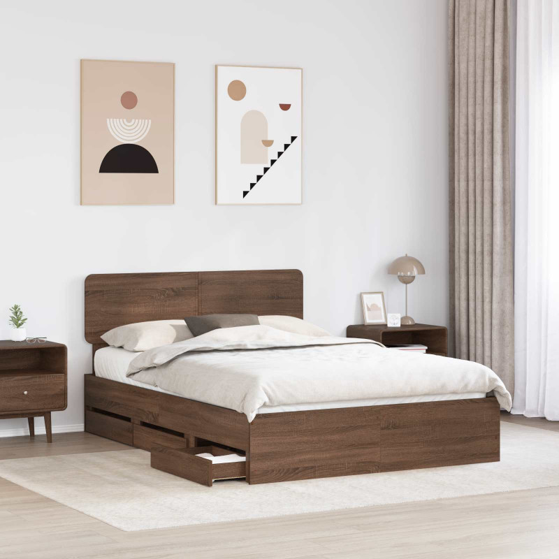 Ramka łóżka Dąb brązowy 140 x 200 cm Drewno inżynieryjne