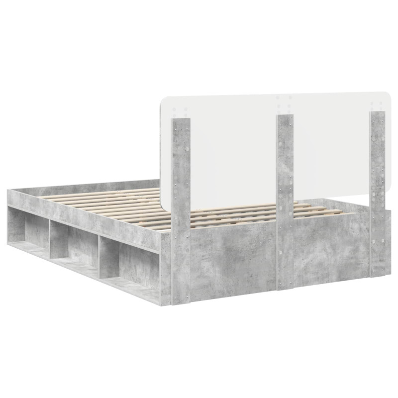 Ramka łóżka Betonowy 140 x 190 cm Lite drewno sosnowe