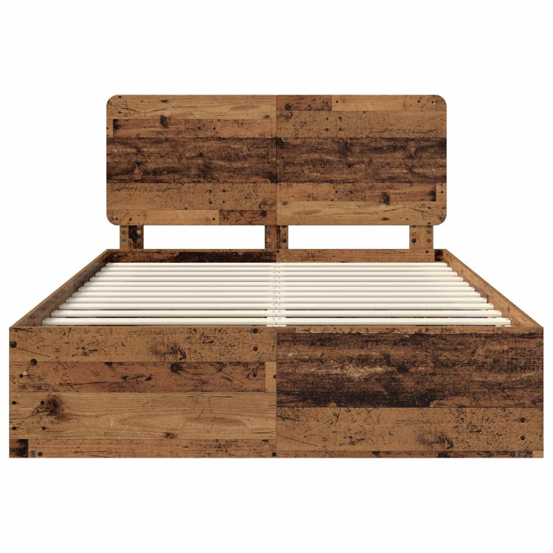 Ramka łóżka Stare drewno 140 x 190 cm Lite drewno sosnowe